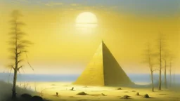 An ivory yellow sunlight pyramid painted by Caspar David Friedrich