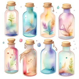 Watercolor Fairy Dust Bottle Clipart