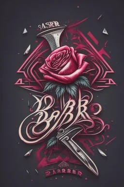 rose mit rasiermesser, haarschneidemaschine und diamant über schriftzug,firmenlogo für friseur barber, name soll SAMO THE BARBER sein, high quality, logo, graffitidesign, symmetrisch, 4k,