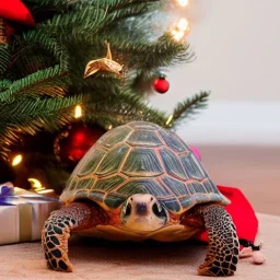 Turtle by the Christmas tree