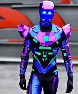 cyber ninja, colorful metal armor, futuristic, ghostrunner