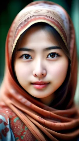 Pretty muslim girl, chinese face,