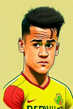 Philippe Coutinho Brazilian football player ,cartoon 2d