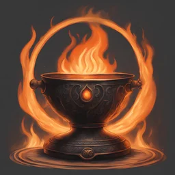 Nobal Alinor Brazier with a burning orange flame that stares into your soul, in symbolism art style