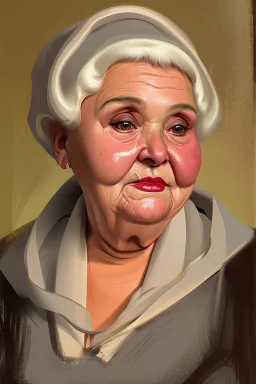 rich old woman with some fat, attractive portrait