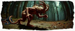 3d airbrush render,i was cooking garlic and went out to eat and something hit me hard and i wake up puked and wrestled a lycantrophic tap dancer and ran to the forest to sleep , pinhole cam, airbrush 3d rendering, in the style of Titian and Dali , torn edges on border
