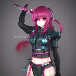 Anime girl, cute, cyberpunk, samurai armor, 8k