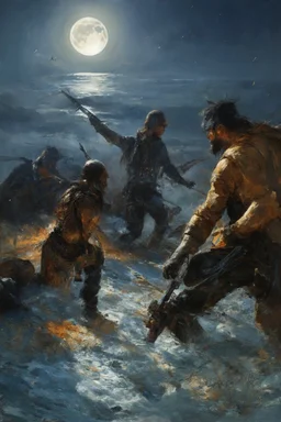 scavengers looking for the remaining carcusses , full moon sppoky