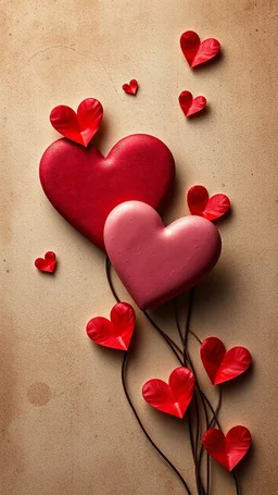 Romantic Hearts On Grungy Background.