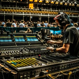 mixing on stage in a music festival