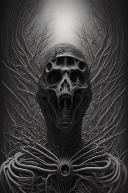 Old photo headless horseman by h r Giger, Tim burton, junji ito, dystopian surrealism, dark horror fantasy, hdr, artstation intricate details, demonic, dark art, dark noir, neoclassical gothic horror