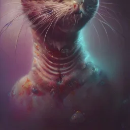 alien cat , rich deep colors masterpiece, sMartin Wittfooth, Luigi Spano, Mandy Jurgens, Matrix, Close-up, Portrait, Photorealism, crumbles into pieces, Melancholie, Lumen Reflections, Photojournalism, , rich details, ultra-HD