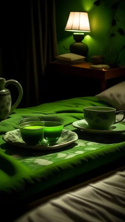 Green tea, bed at night