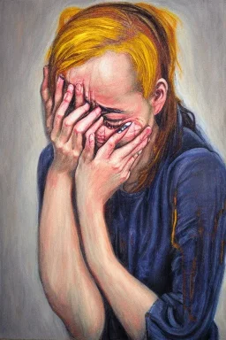 Artist crying