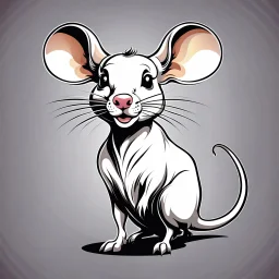 Rat cow, with rat ears and tail lineal caricature art