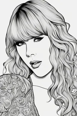 coloring pages of taylor swift for adults, Designs Black and white, No Shading