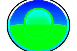 green play button in the middle of circle, blue and green