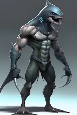 urban humanoid muscular half-shark thresher shark