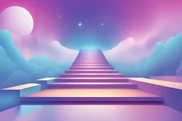 ILLUSTRATION LONG STAIR TO THE STAR. COLOR PURPLE b834bd AND BLUE 3a6bb1. GRADIENT SENSITIVE ILLUSTRATION ,