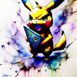 Pokémon Pikachu, watercolor illustration by <agnes cecile> <Yoji Shinkawa>, intricate detail,