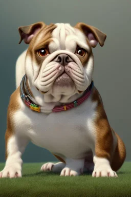 baby bulldog, natural environment, photojournalism, hyper detailed, hyper realism, pixar character, sweet and gentle, friendly