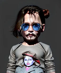 Johnny Depp toddler, full body, shoe, car, soft, dramatic lighting, hyper realistic