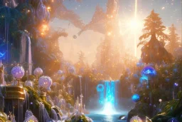  white and gold crystal cosmic ambiance，waterfall, full of details, smooth, bright sunshine，soft light atmosphere, light effect，vaporwave colorful, concept art, smooth, extremely sharp detail, finely tuned detail, ultra high definition, 8 k, unreal engine 5, ultra sharp focus