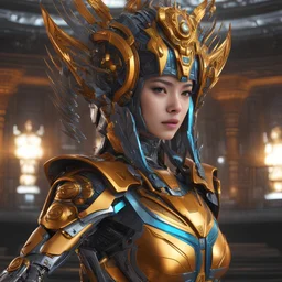 Angle Raw, cyber robot woman Indonesia (beauty:1.3), iconic asp headpiece, UHD, 64K, hyperrealistic, vivid colors, , 8K resolution, throne room background with hieroglyphics, HDR depth, ultra detail, commanding regal aura, real photo, haute résolution