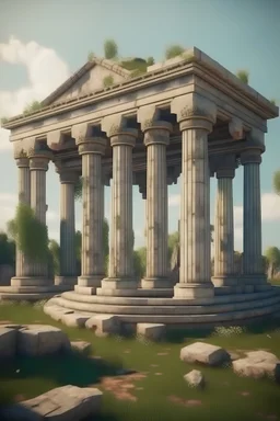 old ancient abandoned temple in ruins roman columns circular