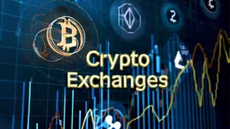 cryptocurrency exchange with different currencies and rates on large wall screen display