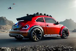 volkswagen beetle fighter-jet hybrid:: made of shiny obsidian glass :: reflective, glassy :: subtractive lighting, backlit :: : hyperrealistic, hyper detailed, photorealistic :: epic, incredible composition, amazing depth, meticulously composed, 64k resolution concept art :: fantasy magazine cover art