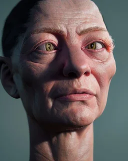 Realistic image, hybrid of a woman's body and muppet head, portrait, concept art, smooth, unreal engine 5, god lights, ray tracing, RTX, lumen lighting, ultra detail, volumetric lighting, 3d, finely drawn, high definition, 4k.