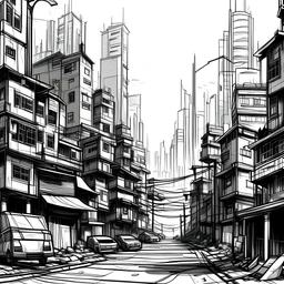 Draw Urban city black and wite