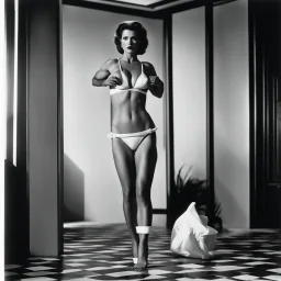 [high res photo by Helmut Newton] an adult powerful female deity in pull-up diapers, in her realm