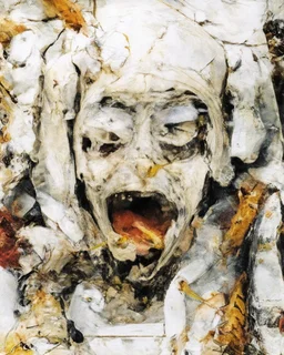 horror, swarming mechanical robotic insects, screaming mannequin, pain, decay