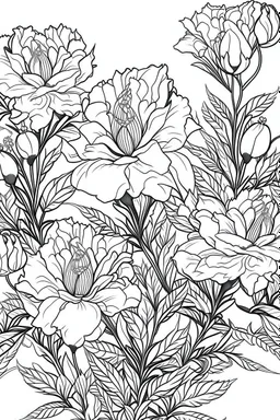 Outline art for coloring page, AVANT GARDE DRAWING OF A GARDEN OF AN FLOWERING AZALEA BUSH, coloring page, white background, Sketch style, only use outline, clean line art, white background, no shadows, no shading, no color, clear