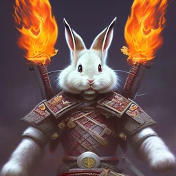 samurai bunny with fire sword