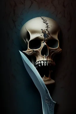 A picture of knife in the Skull