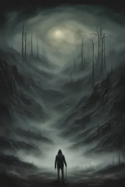 big zero, nothing, big fog, surreal style, dark colors, strange surreal nightmare landscape, high detail, sinister, surreal art, chillingly fascinating