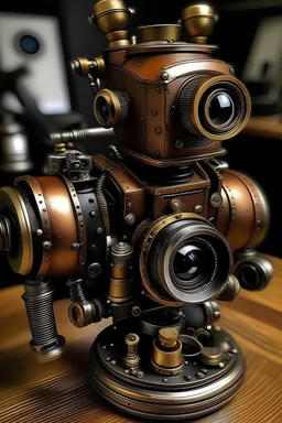 steampunk robot with FED camera for a head