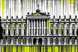 Buckingham palace in the style of john piper