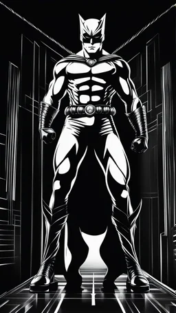 Catman, аrte lineal, fondo negro, cuerpo completo