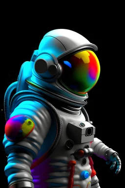 astronaut with colorful gas in his helmet 3d animated hd