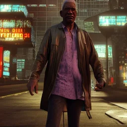 Morgan Freeman rusty cyberpunk character very detailed cinematic unreal engine photo realistic