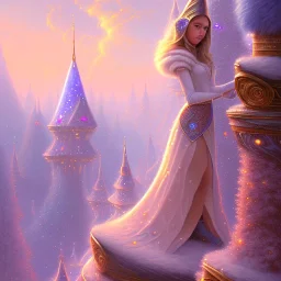 landscape, city of the elves, portrait of beautiful single woman,rose, gold, very blue sky, crystal domes, glistening oiled shiny, intricate, Exquisite details and textures, highly detailed, digital painting, artstation, concept art, sharp focus, nature background, illustration, 8k, by stability ai, nvidia