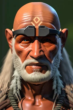 old shaman in the amazon with an oculus quest