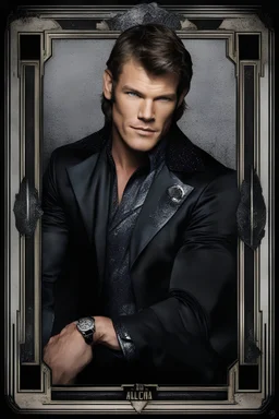 Alan Ritchson/Leonard Nimoy/Paul Stanley/Elvis Presley hybrid as Steven J. Kankels