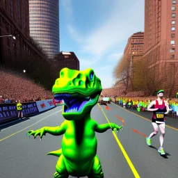 A dinosaur wins the Boston Marathon