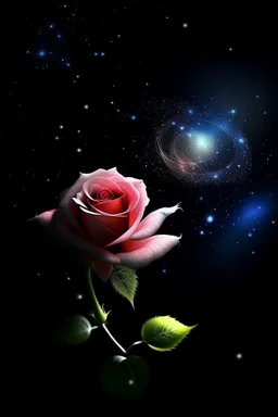 delicate rose, night, bright stars, shine magic