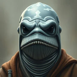 star wars, jedi, whale-like face, sea creature, portrait,